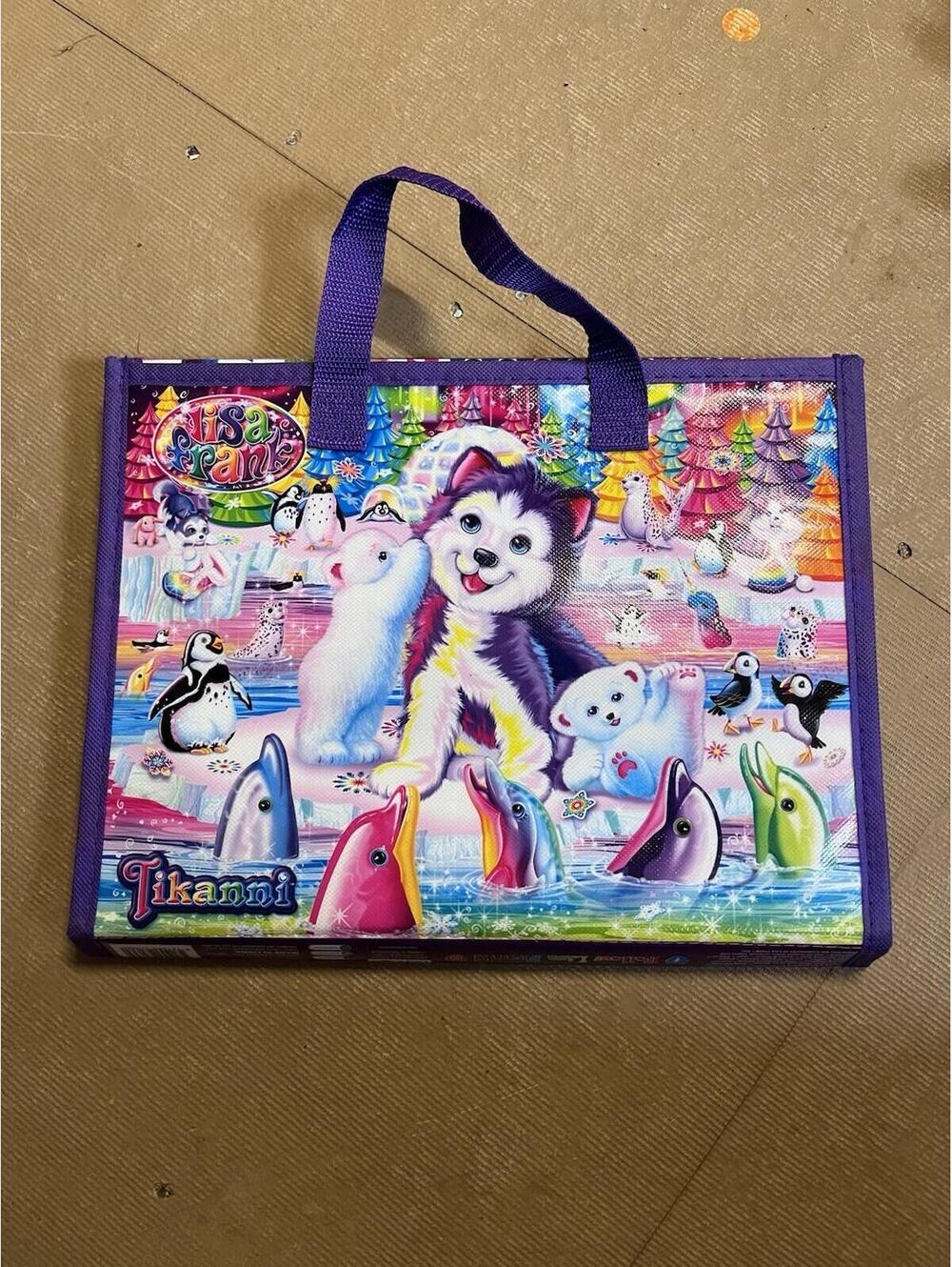 Lisa Frank TIKANNI HUSKY Trifold Portfolio Storage Case Folder School Art